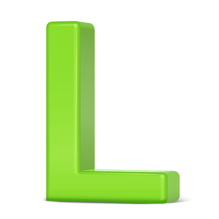 3d illustration light green letter L isolated white backgroundのイラスト素材