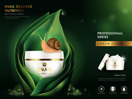 snail cream blank package model, 3d illustration for cosmetic ads or magazineのイラスト素材