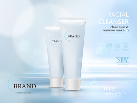 facial cleaner blank package model, 3d illustration for ads or magazineのイラスト素材
