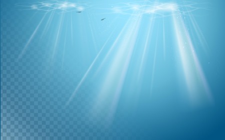 Underwater scenery with sunlight, tranquil underwater background for design.のイラスト素材
