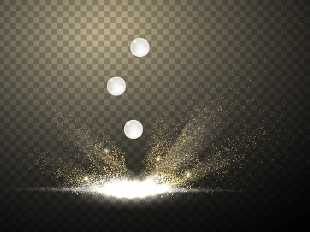 golden sparkling effect at the bottom, with light balls in the middleのイラスト素材