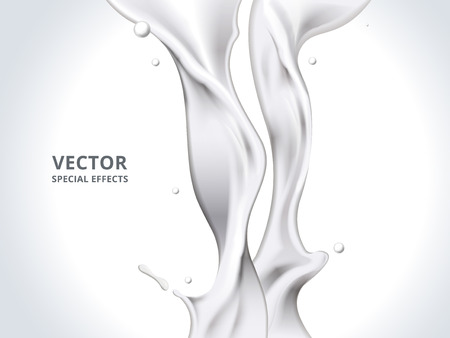 two milk flow elements, can be used as special effect, 3d illustrationのイラスト素材