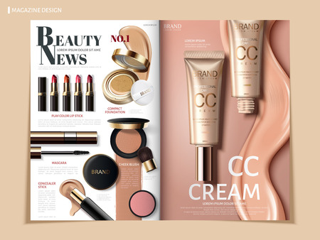 Creamy color cosmetic magazine or catalog design for commercial uses, 3D illustrationのイラスト素材
