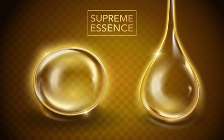 Supreme essence template, translucent essence oil with different shape in 3d illustrationのイラスト素材