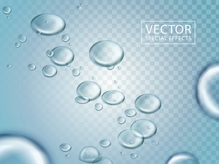 glossy water bubbles and blue light, can be used as special effects, 3d illustrationのイラスト素材