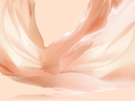 Complexion floating fabric, romantic design elements in 3d illustration, silk and smooth textureのイラスト素材