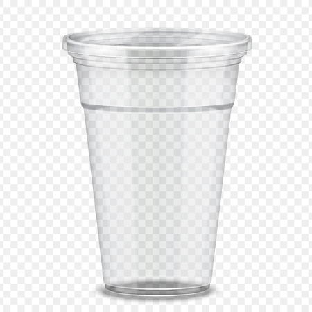 Transparent plastic takeaway cup in 3d illustration