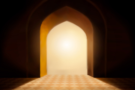 Backlit arch and rhombus pattern floor backgroundのイラスト素材