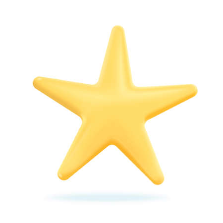 Cute yellow star sign isolated on white background, 3d illustrationのイラスト素材