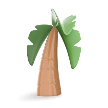 Tropical palm tree isolated on white background, in cartoon design, 3d illustrationのイラスト素材