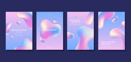 Futuristic cover template design with fluid shapes in pastel tone color, perfect for brochure, flyer and poster useのイラスト素材