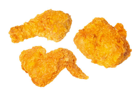 Delicious 3d illustration crispy fried chicken on white backgroundの写真素材