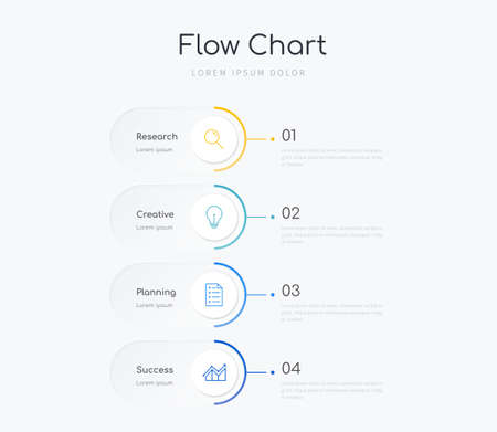 Flow chart infographic template with four optionsのイラスト素材