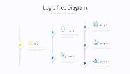 Logic tree diagram infographic template with design elements and iconsのイラスト素材