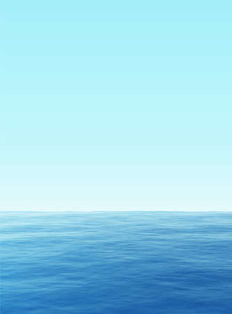 3d illustration. Calm surface of seascape with clear blue sky.のイラスト素材