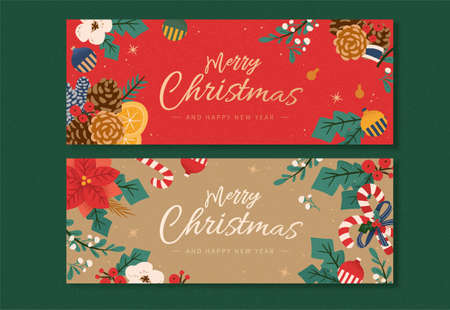 Warm hand drawn Christmas holiday illustration n for invitation cards, posters, web banners, and promotion events.のイラスト素材