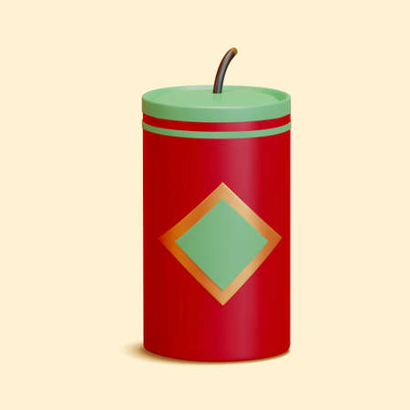 3d illustration of Chinese firecracker isolated on yellow background, element suitable for Chinese Lunar New Year events.のイラスト素材