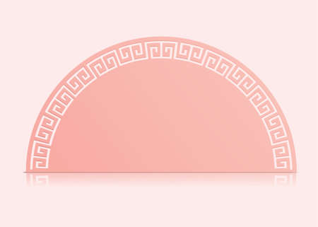 3d pink Asian style round screen with frame pattern. Suitable for Asian holiday decor, isolated on light pink background.のイラスト素材