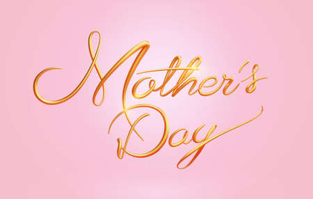 3d luxury typography design. Gold cursive handwritten script of Mother's Day. Suitable for holiday decoration.のイラスト素材