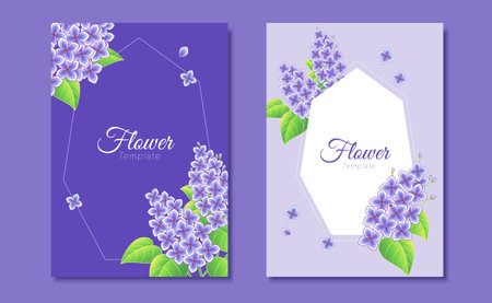 Hand drawn cute lavender with copy space card design. Suitable for festive card design and social media post.のイラスト素材