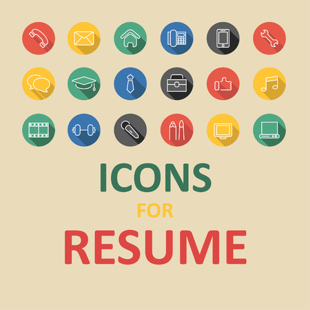 trendy flat icons for your resume, CV, jobのイラスト素材