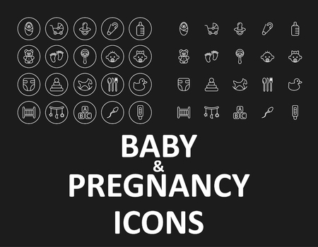 Baby and Pregnancy line iconsのイラスト素材