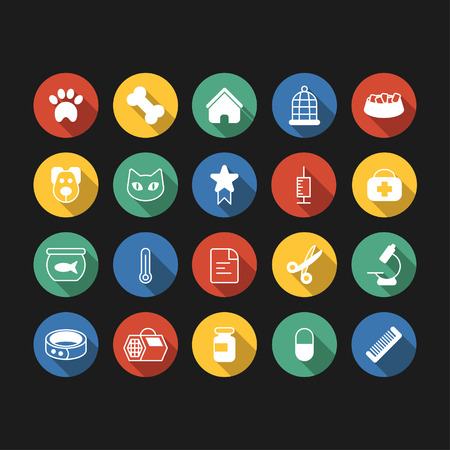 Set of pets and veterinary flat iconsのイラスト素材