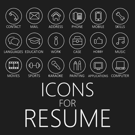 Set of line icons for your resume, CV, job