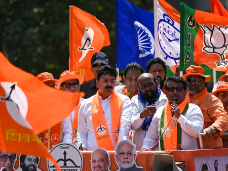 MUMBAI, INDIA - MAY 2: Rahul Shewale Shiv Sena candidate from Mumbai South Central constituency...