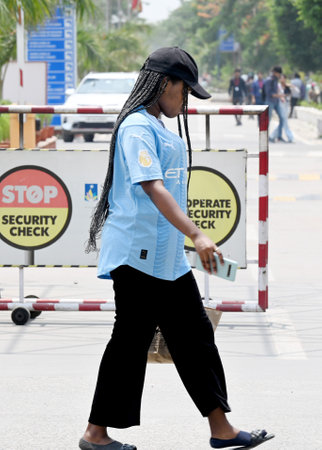 GREATER NOIDA, INDIA - MAY 8: African students at Sharda University on May 8, 2024 in Greater Noida, India. A bustling city in the National Capital Region of India, Greater Noida has emerged as a prominent hub for education in the last decade, attracting のeditorial素材
