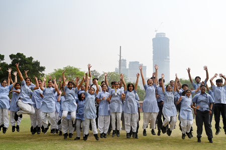 NOIDA, INDIA - MAY 13:  Students celebrate their results in the CBSE Class 10 board exam, at Amity International School  at Sector 44 on May 13, 2024 in Noida, India.  (Photo by Sunil Ghosh/Hindustan Times)のeditorial素材