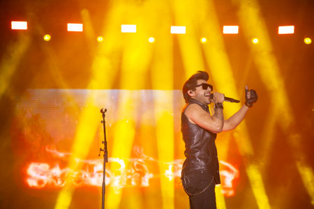 NEW DELHI, INDIA - MAY 10: Singer Stebin Ben performs during the final day of SRCCs three-day-long fest Crossroads at North Campus, Delhi University, on May 10, 2024 in New Delhi, India. (Photo by Raajessh kashyap/Hindustan Timesのeditorial素材