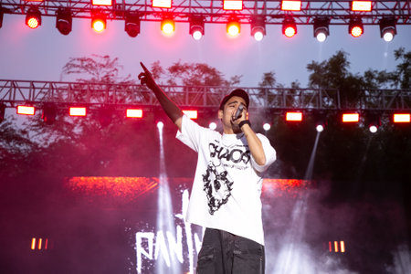 NEW DELHI, INDIA - MAY 10: Rapper Panther performs during the final day of SRCCs three-day-long fest...