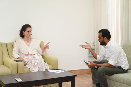 LUCKNOW, INDIA - MAY 18: (EDITORS NOTE: This is an exclusive image of Hindustan Times) Congress General Secretary Priyanka Gandhi Vadra during an exclusive interview with Hindustan Times at her residence in Raebareli, on May 18, 2024 in Lucknow, India. (Pのeditorial素材