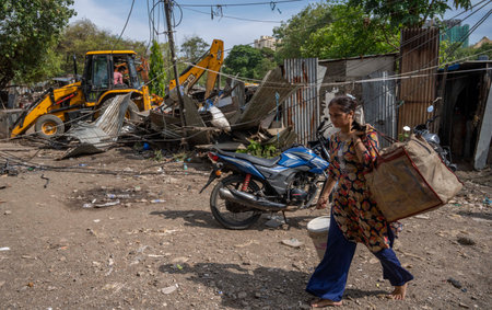 MUMBAI, INDIA - JUNE 6:  Anti-encroachment drive at Jai Bhim Nagar in Powai on June 6, 2024 in...