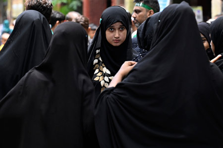 KOLKATA, INDIA - JULY 17: Shiite (Shia) Muslim seen during a religious procession to mark Ashura on the tenth day of the Islamic month of Muharram to mourn the martyrdom of Hussain, grandson of Prophet Mohammad at Central Avenue on July 17, 2024 in Kolkatのeditorial素材