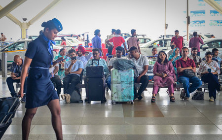 NEW DELHI, INDIA - JULY 19: Passengers seen waiting after a major disruption in Microsoft Corp.'s...