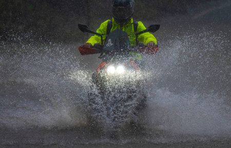 MUMBAI, INDIA - JULY 25: People going through the logging water at Aarey colony  on July 25, 2024 in Mumbai, India.  (Photo by Satish Bate/Hindustan Times)のeditorial素材