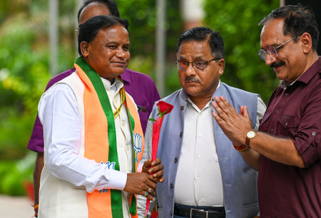 NEW DELHI, INDIA - JULY 27: Mohan Charan Majhi Chief Minister of Odisha arrives for a BJP Chief...