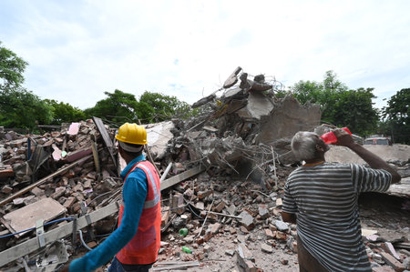NEW DELHI, INDIA - AUGUST 4: Demolition drive by the Land and Development Office at Khyber Pass near...