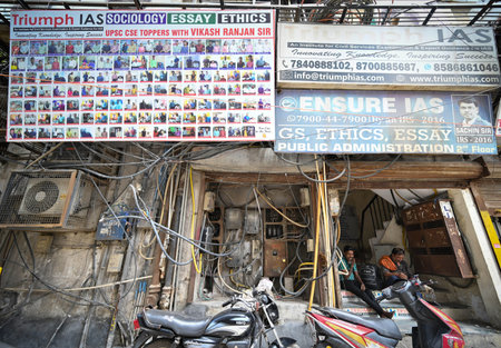 NEW DELHI, INDIA - AUGUST 6:  Electric wires seen in open outside an IAS coaching institute at...