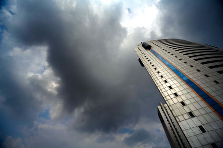 NEW DELHI, INDIA - AUGUST 6:  Cloud over the Civic centre  on August 6, 2024 in New Delhi, India.  (Photo by Arvind Yadav/Hindustan Times)のeditorial素材