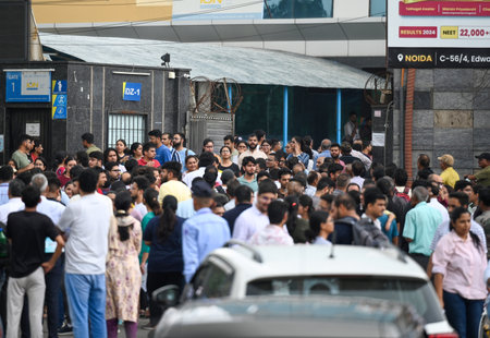 NOIDA, INDIA - AUGUST 11: Candidates leave after appearing for National Eligibility-cum-Entrance...