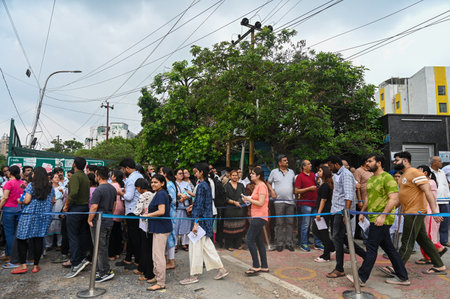 NOIDA, INDIA - AUGUST 11: Candidates leave after appearing for National Eligibility-cum-Entrance...