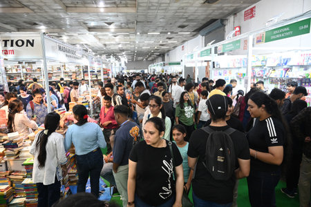 NEW DELHI, INDIA - AUGUST 11: Heavy rush during the last day of 28th Delhi Book Fair 2024 organized...