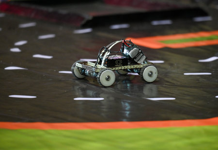 NOIDA, INDIA - AUGUST 25: Participants seen at the eighth edition of Technoxian Robotics World Cup 2024 organized by TechnoXian at Noida Indoor Stadium sector 21A, on August 25, 2024 in Noida, India. (Photo by Sunil Ghosh/Hindustan Times )のeditorial素材