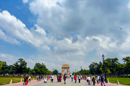 NEW DELHI, INDIA - AUGUST 25: Clouds hover over India Gate, on August 25, 2024 in New Delhi, India. (Photo by Sanjeev Verma/Hindustan Times )のeditorial素材