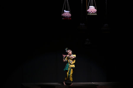 NEW DELHI, INDIA - AUGUST 26: On the occasion of Janmashtami, Artists performing Dance Drama 'KRISHNA', by Shriram Bharatiya Kala Kendra, at Kamani Auditorium on August 26, 2024 in New Delhi, India. (Photo by Salman Ali/Hindustan Times)のeditorial素材