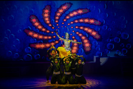NEW DELHI, INDIA - AUGUST 26: Artists seen performing \Krishan Leela\ on the occasion of Krishan...