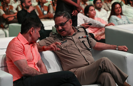 MUMBAI, INDA - AUGUST 28: Mumbai Police Commissioner Vivek Phansalkar and BMC Commissioner Bhushan...